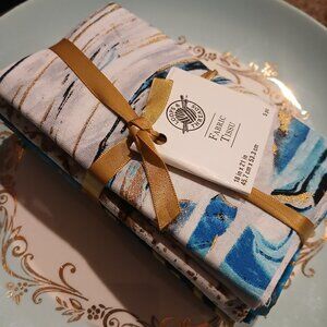Fabric Fat Quarter Bundle - Blue and Gold Marble